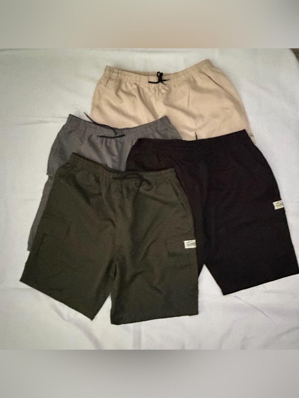 Men's Casual Drawstring Shorts - Olive, Black, Gray, Cream